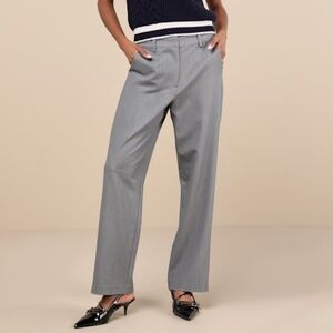 Elevated Cuteness Grey Straight-Leg Trouser Pants